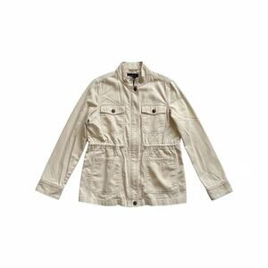 Sonoma Juniors Utility Jacket Cream Zip Front Size Large